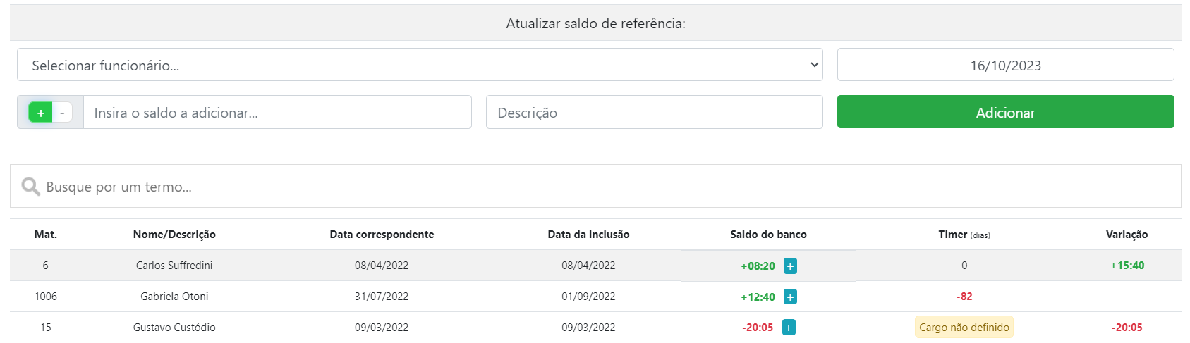 Banco de horas online